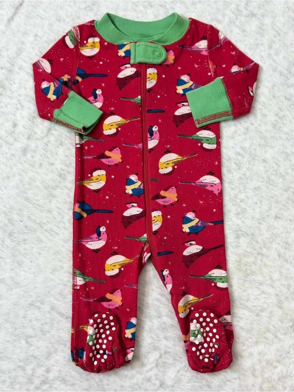 Hanna Andersson Winter Birds Zip Footed Sleeper Newborn Baby Cotton Holiday
